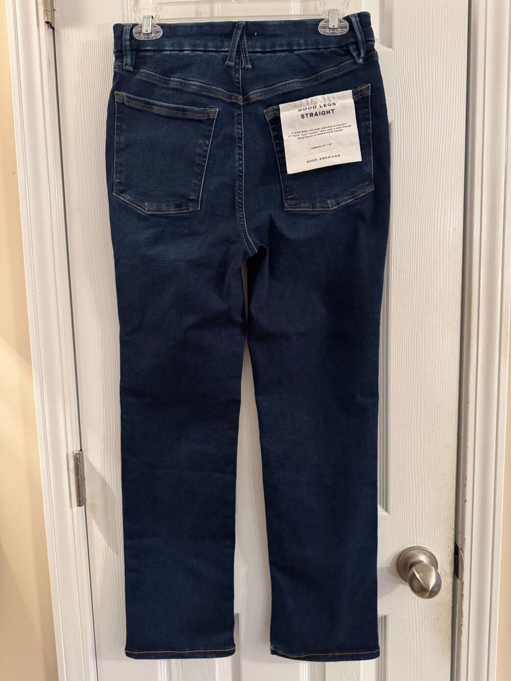 Good American Good Legs Straight High Rise Jeans Size 3 Dark Wash 27" Inseam - Picture 3 of 12